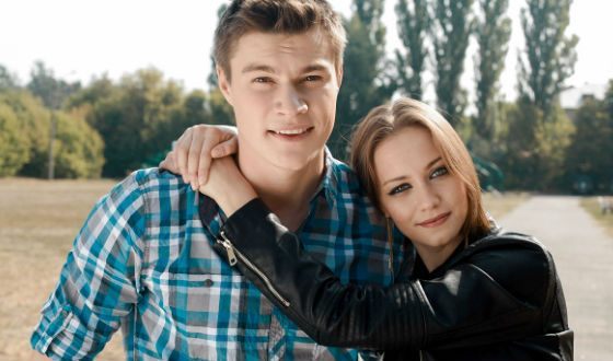 Анна Адамович и Олег Гаас на съемках фильма «Любимая учительница»