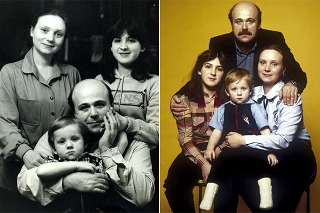 Евгения Глушенко и Александр Калягин с детьми