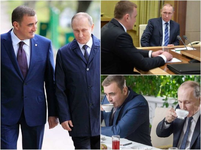 На фото Владимир Путин и Алексей Дюмин.