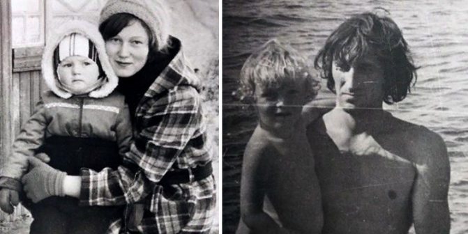 С мамой и папой в детстве